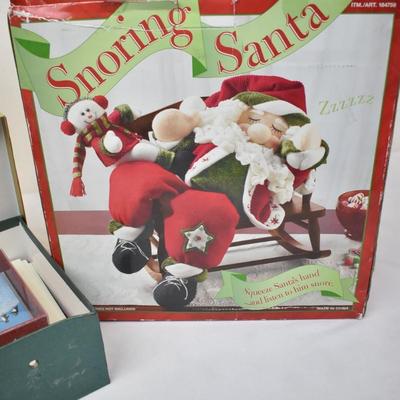 Snoring Santa Decor & Box of Christmas Cards with Envelopes