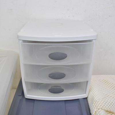 4 Storage Bins with Lids, Small Storage Drawers, and Shelf Liner