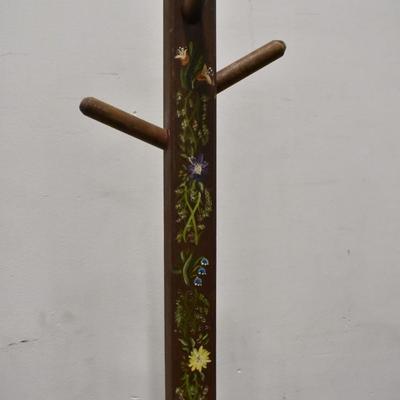 Handpainted Wooden Coat Rack, 70" Tall, Only One Side Painted, Small Crack