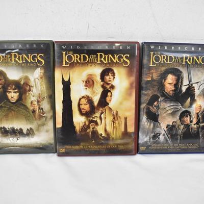 The Lord of The Rings Trilogy DVDs, Widescreen Version Movies