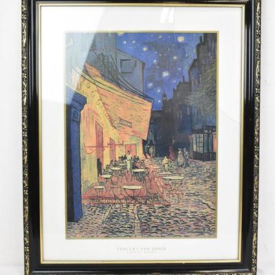 Vincent van Gogh "Cafe at Night" Framed Print, 31" x 25" Glass Broken