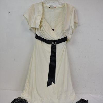 My Michelle Junior Girl's Formal Dress, Off White with Cropped Shawl, Medium