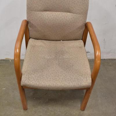 Padded Waiting Room Chair with Wooden Arms