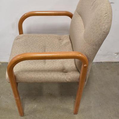 Padded Waiting Room Chair with Wooden Arms