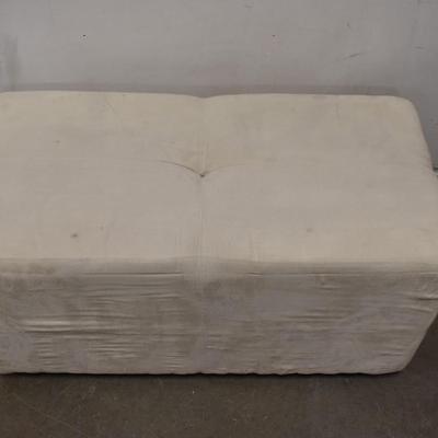 Fabric Ottomon Footrest, Cream Colored, Wooden Feet, Some Warehouse Dirt