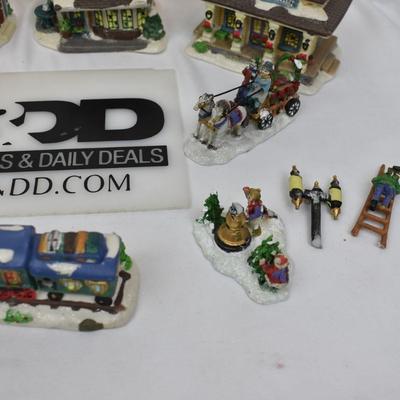 Christmas Village Figures - Coffee Shop, Millhouse, Bridge, More