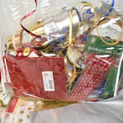 Gift Bags, Gift Paper, and Ribbon Lot - Mostly Christmas Theme
