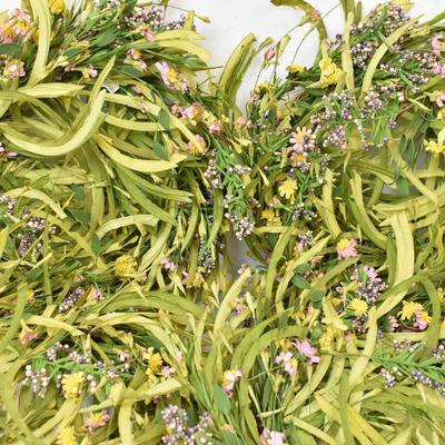 Spring Wreaths / Table Centerpieces, Pink and Yellow Floral Decor, Set of 4