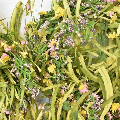 Spring Wreaths / Table Centerpieces, Pink and Yellow Floral Decor, Set of 4