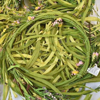 Spring Wreaths / Table Centerpieces, Pink and Yellow Floral Decor, Set of 4