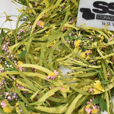 Spring Wreaths / Table Centerpieces, Pink and Yellow Floral Decor, Set of 4