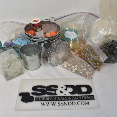 Galvanized Metal Buckets, Accent Gems and Rocks, Glitter, Centerpiece Craft
