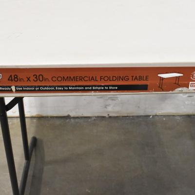 48 in x 30 in Commercial Folding Table, Near New, Excellent Condition