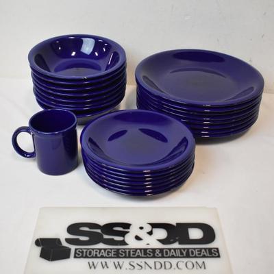 Gibson Dark Purple/Blue Dishware, Small and Large Plates, Bowls, Mug, Some Wear