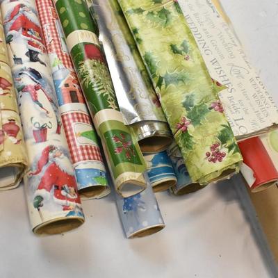 Large Lot of Various Wrapping Paper Tubes. Mostly Christmas. Various Conditions