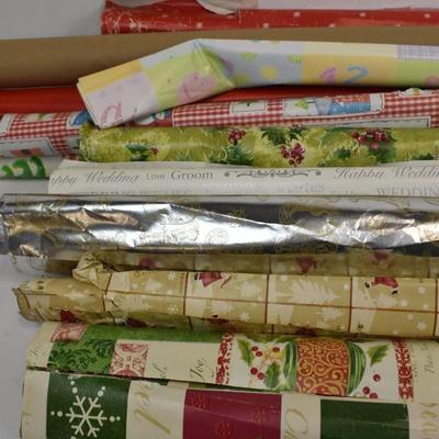 Large Lot of Various Wrapping Paper Tubes. Mostly Christmas. Various Conditions