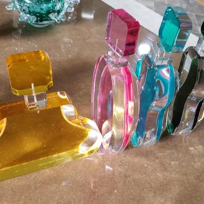 Large acrylic perfume bottle shaped sculpturesl 10" high