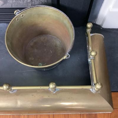 8030 Vintage Brass Fireplace Bumper and Bucket