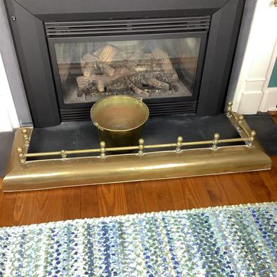 8030 Vintage Brass Fireplace Bumper and Bucket