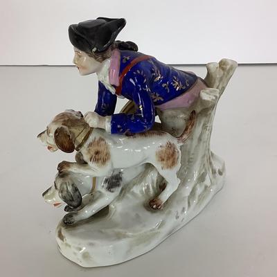 8037 Antique Porcelain CHELSEA Figurine with 2 Dogs