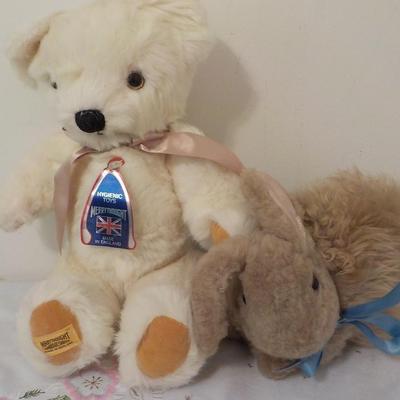 "Merry Thought Bear and New Zealand Bunny Rabbit"