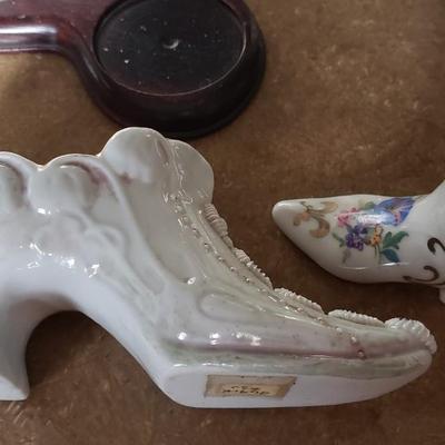 Antique porcelain shoe and boot