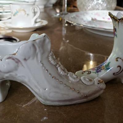Antique porcelain shoe and boot