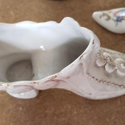 Antique porcelain shoe and boot