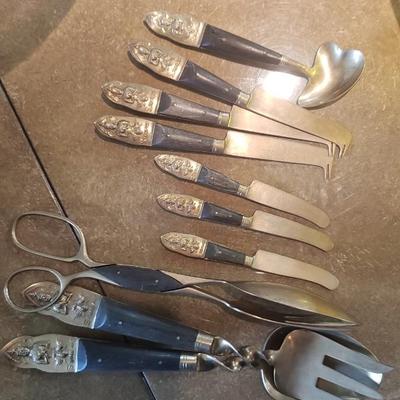 Vintage Thai Brass and Salad spoon and fork Buddha