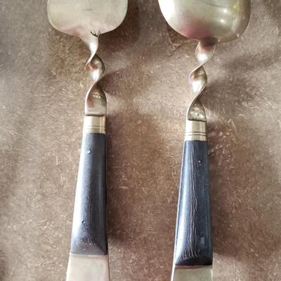 Vintage Thai Brass and Salad spoon and fork Buddha
