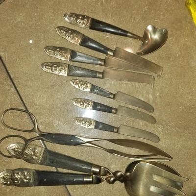 Vintage Thai Brass and Salad spoon and fork Buddha