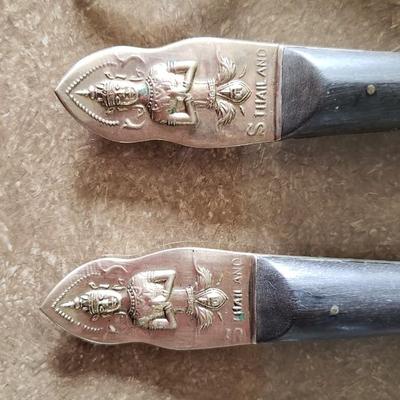 Vintage Thai Brass and Salad spoon and fork Buddha