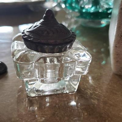 Ornate solid brass Victorian Ink well
