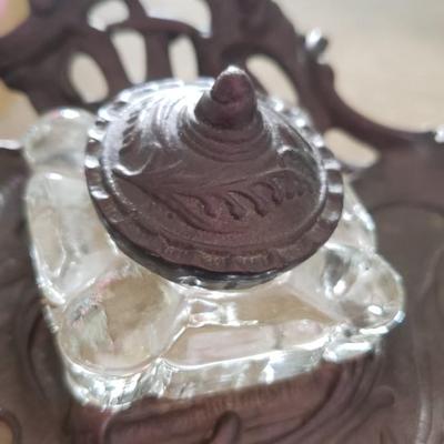 Ornate solid brass Victorian Ink well