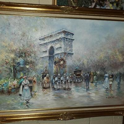 MCM oil painting of Arc de Triomphe  by J. Gaston