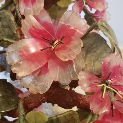 Vintage Chinoiserie potted glass flowers 18" tall!