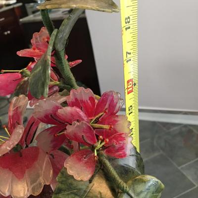 Vintage Chinoiserie potted glass flowers 18" tall!