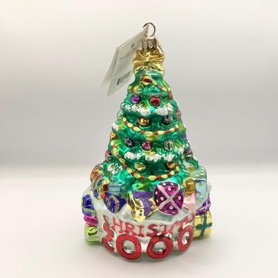 Lot 1323  Christopher Radko 2000 Millenium Christmas Tree Trimmed Glass Ornament