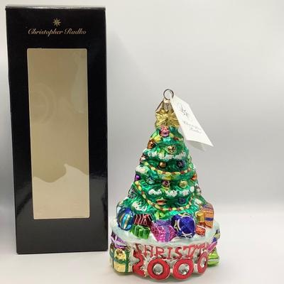 Lot 1323  Christopher Radko 2000 Millenium Christmas Tree Trimmed Glass Ornament