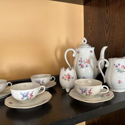 Demitasse porcelain painted tea set