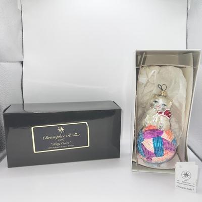 Christopher Radko 1997 Kitty Cares Glass Ornament