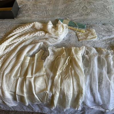 Vintage Christening blanket dress and accessories