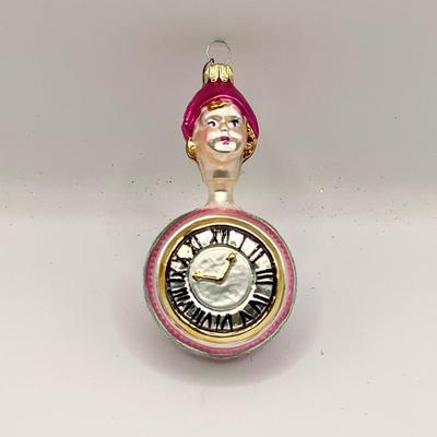 1328 Vintage Radko Elf on Pocket Watch Glass Ornament