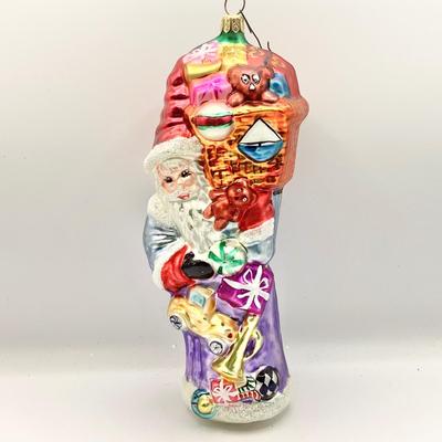 Lot 1332 Christopher Radko Glass Ornament, Toys For All, Purple Santa