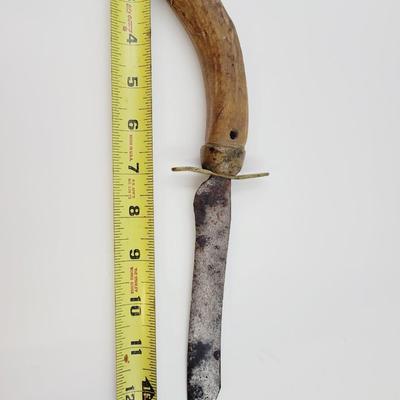 ANTIQUE ANTLER HUNTING KNIFE