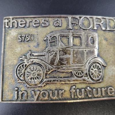 VINTAGE COLLECTABLE FORD BRASS BELT BUCKLE