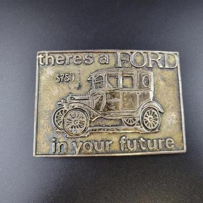 VINTAGE COLLECTABLE FORD BRASS BELT BUCKLE