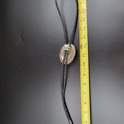 SILVER & TURQUOISE ADJUSTABLE BOLO TIE
