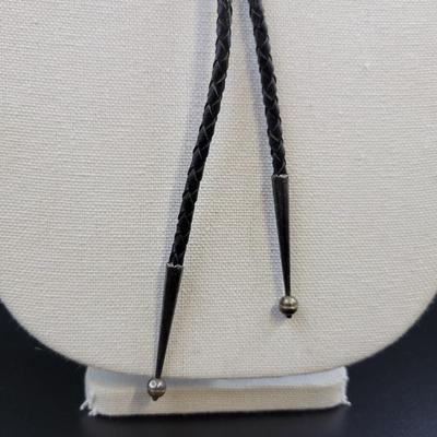 SILVER & TURQUOISE ADJUSTABLE BOLO TIE