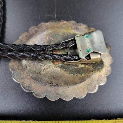 SILVER & TURQUOISE ADJUSTABLE BOLO TIE